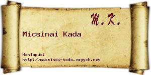 Micsinai Kada névjegykártya